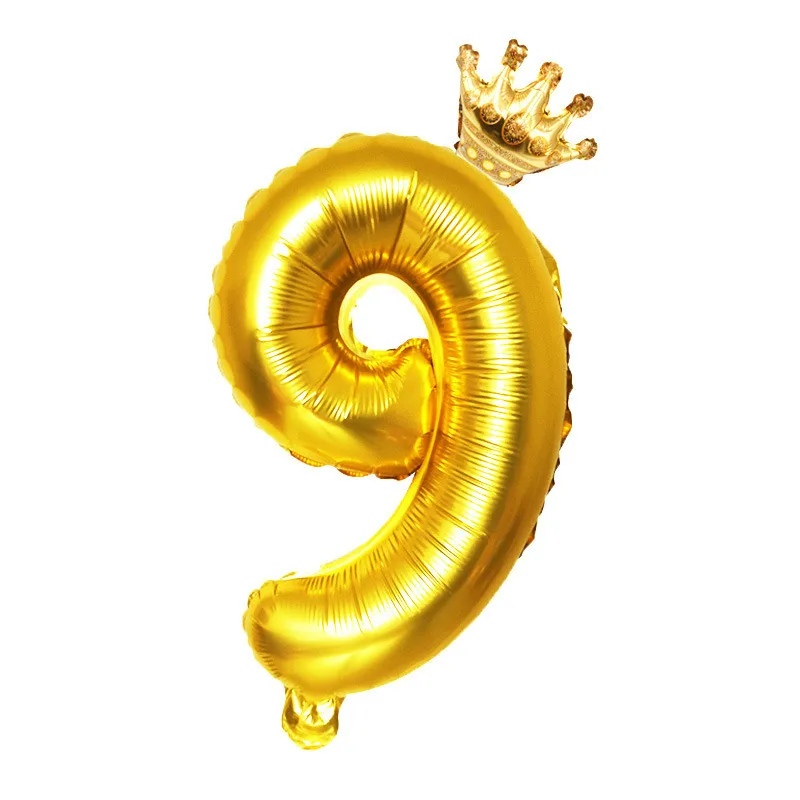 

32inch Gold Crown Figure Foil Balloon Number Helium Air Ball Happy Birthday Decoration Wedding Ballon Baby Shower Party Supplies