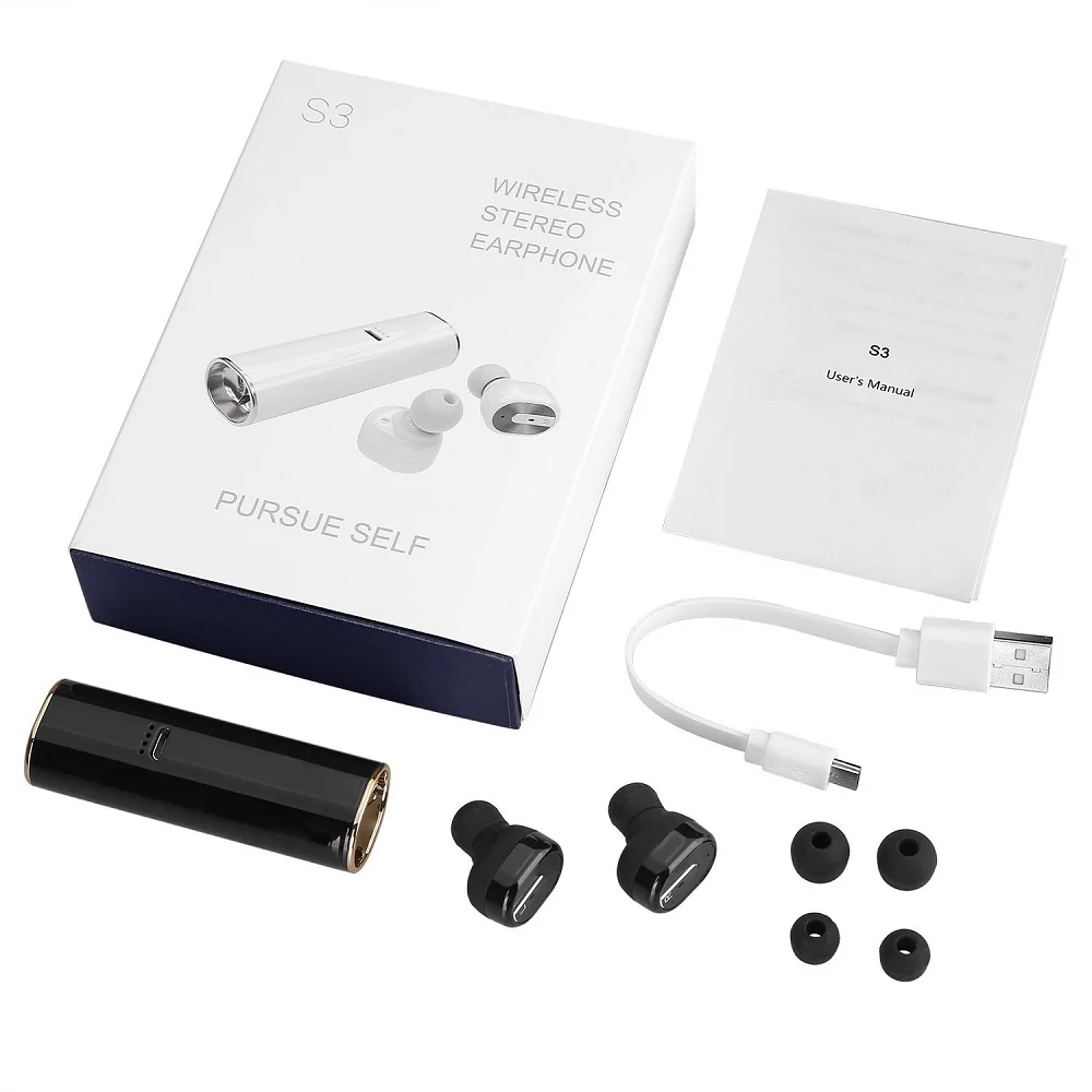 S3 Wireless Earphone Bluetooth Headset Earbuds TWS Stereo 400mAh Charging Box For IOS Android Music Call PK S2 k5s X2T | Электроника
