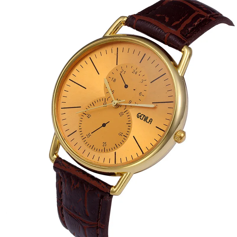 Брендовые Роскошные мужские часы Дата День Ретро дизайн кожаный ремешок аналог
