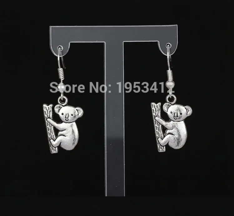 Vintage Silver Cat Acorn Deer Heart Bears Earrings Charms Drop/Dangle For Women Jewelry Accessories Mixed Style A997 | Украшения и