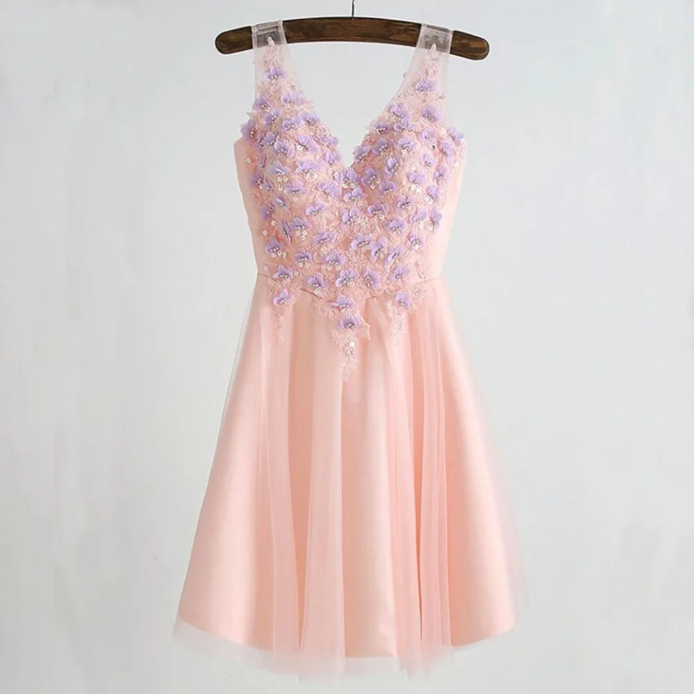 TX014 Настоящее Тюль Милая Короткие Кружева Аппликации Homecoming Платья Vestido де Formatura