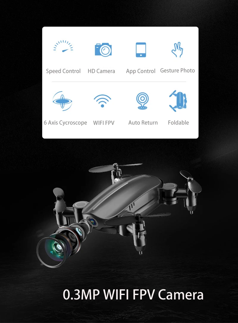 Мини Дрон T10 с камерой HD складной WiFi FPV RC Квадрокоптер без головы режим удержания