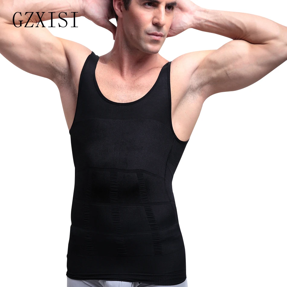 

2017 Men Corset Body Slimming Tummy Shaper Vests Belly Waist Corsets Black White Shapewear Underwear Waist Girdle Shirt