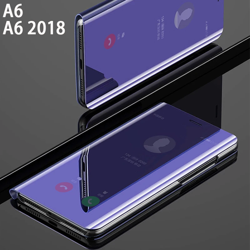 YonLinTan флип умный зеркальный чехол для телефона samsung galaxy A6 Plus 2018 A 6 A6Plus кожаный