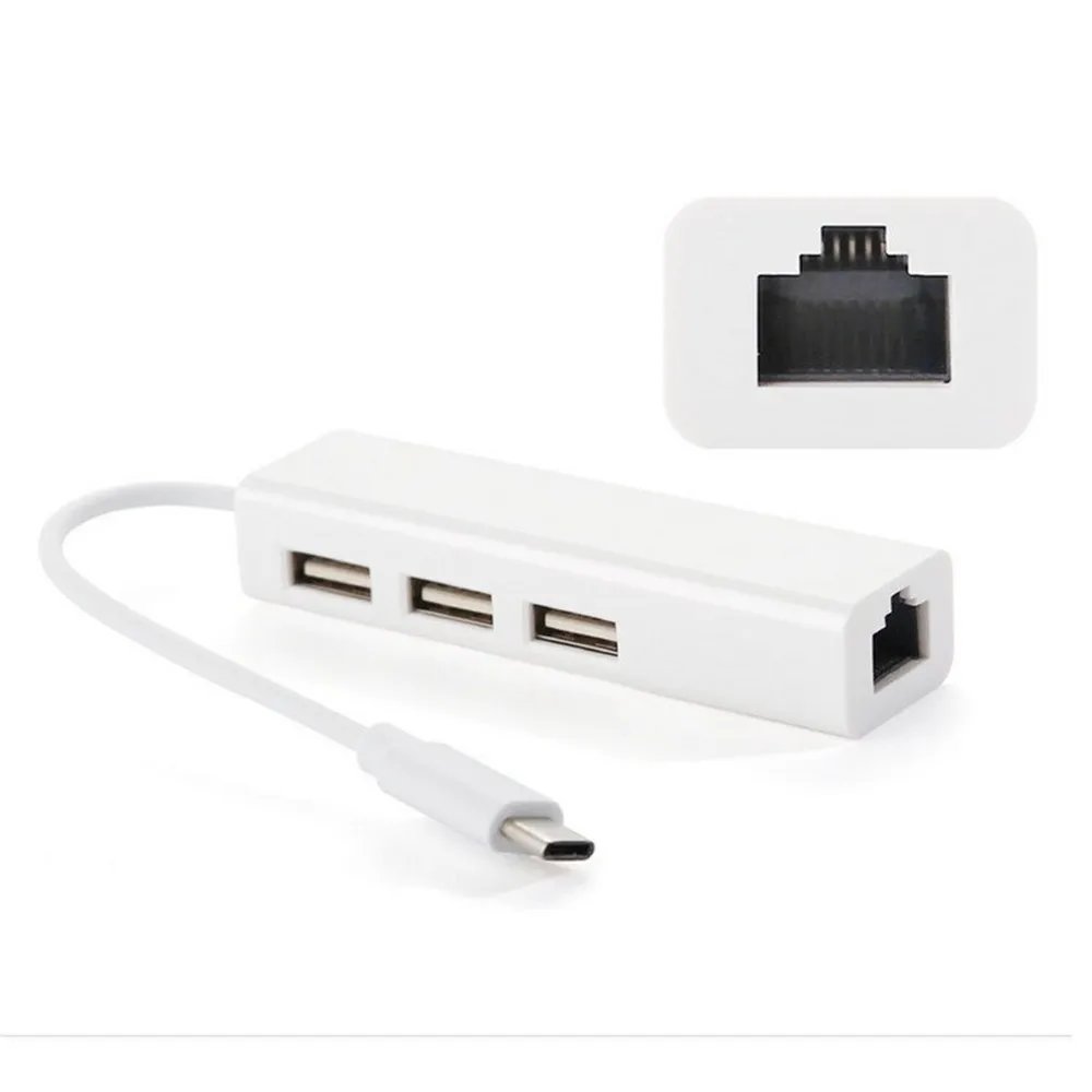 50 шт. 3 порта USB 0 концентратор типа C к RJ45 100 Мбит/с Ethernet LAN адаптер данных Type