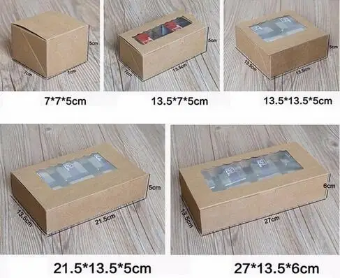 Коробка для упаковка печенья торта из крафт-бумаги с пластиковым окном ПВХ