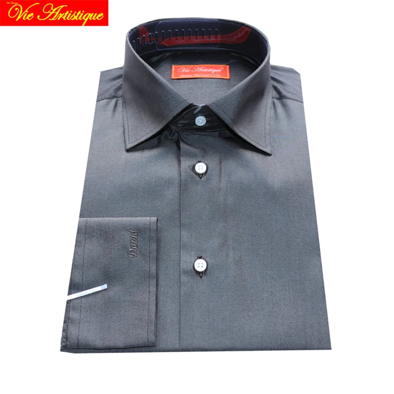 Мужская Фланелевая деловая рубашка с длинным рукавом серая Повседневная