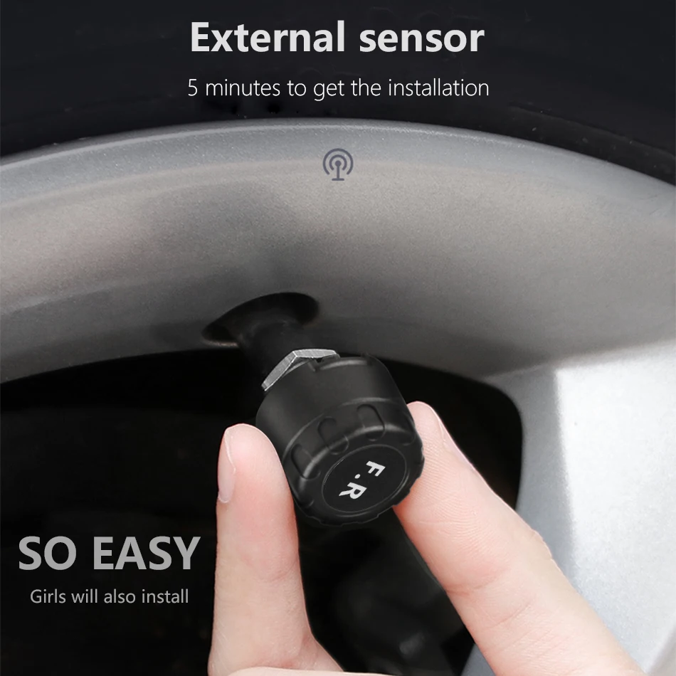 Jansite TPMS система контроля давления в автомобильных шинах, система контроля солнечного заряда, интеллектуальПредупреждение предупреждение о температуре с 4 датчиками