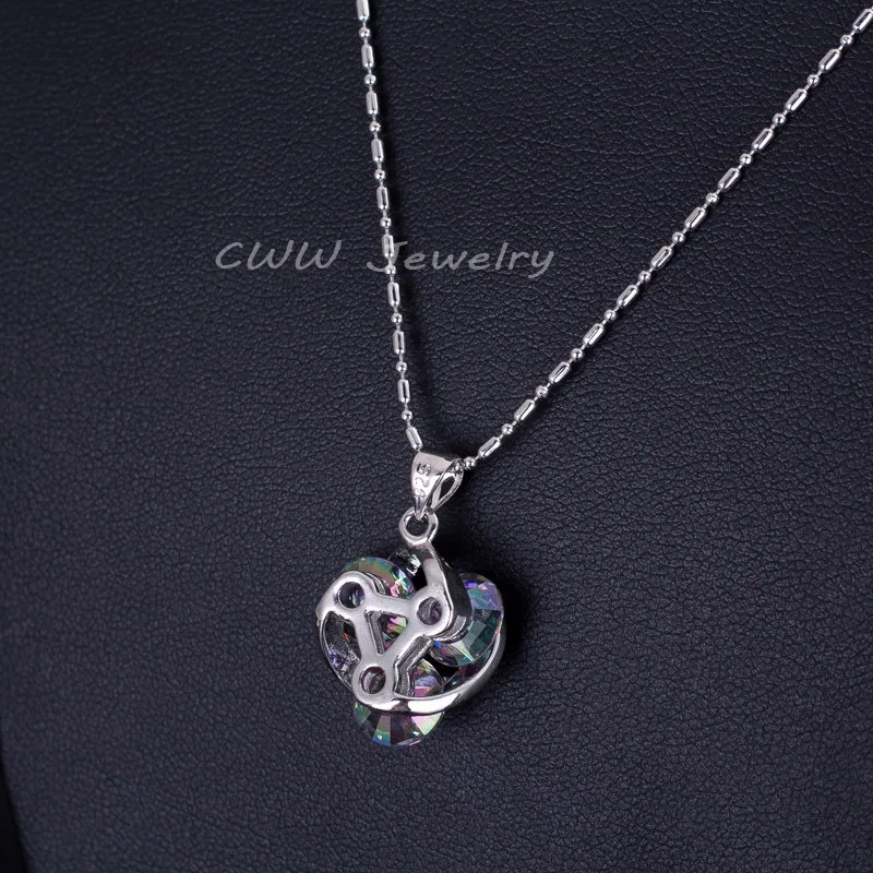 CWWZircons новые модные круглые серьги и ожерелье из натурального радужного огня с