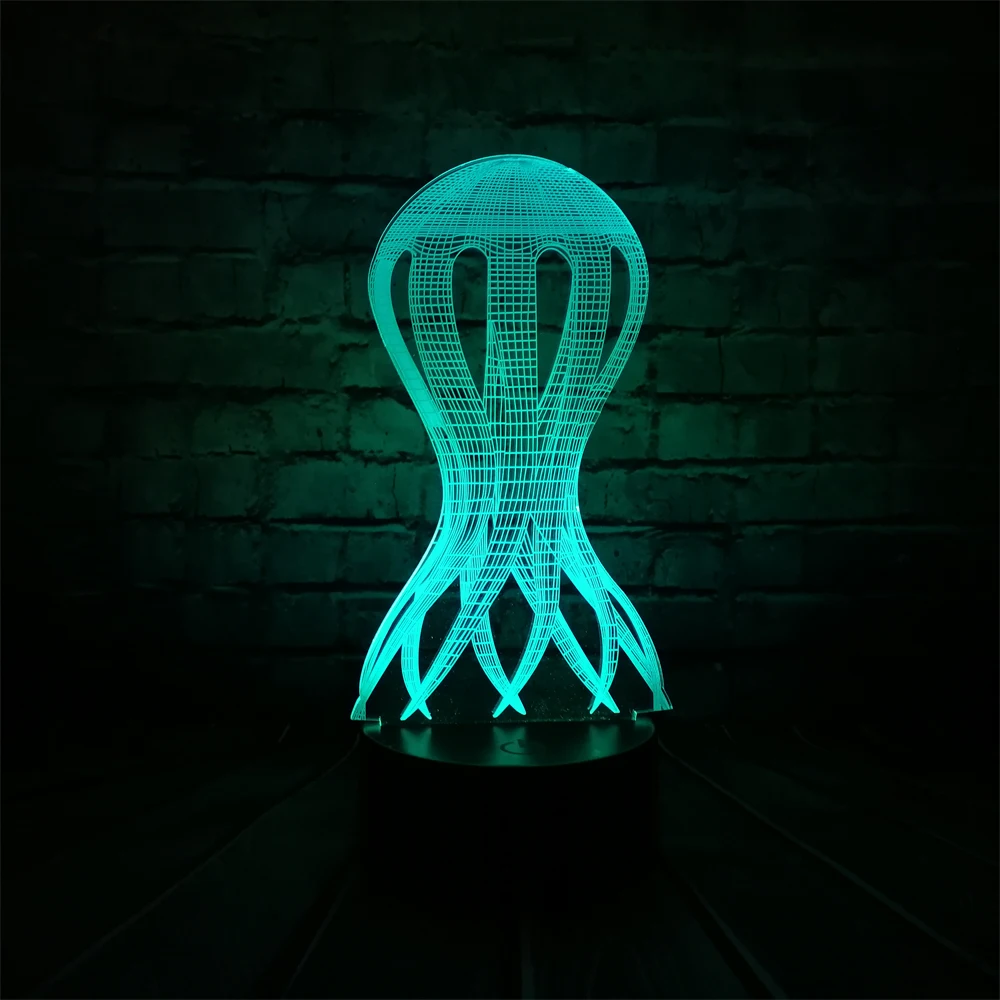 Новый Кальмар Осьминог Стиль 3D лампа Kawaii малыш Ночник светильник RGB светодиодные