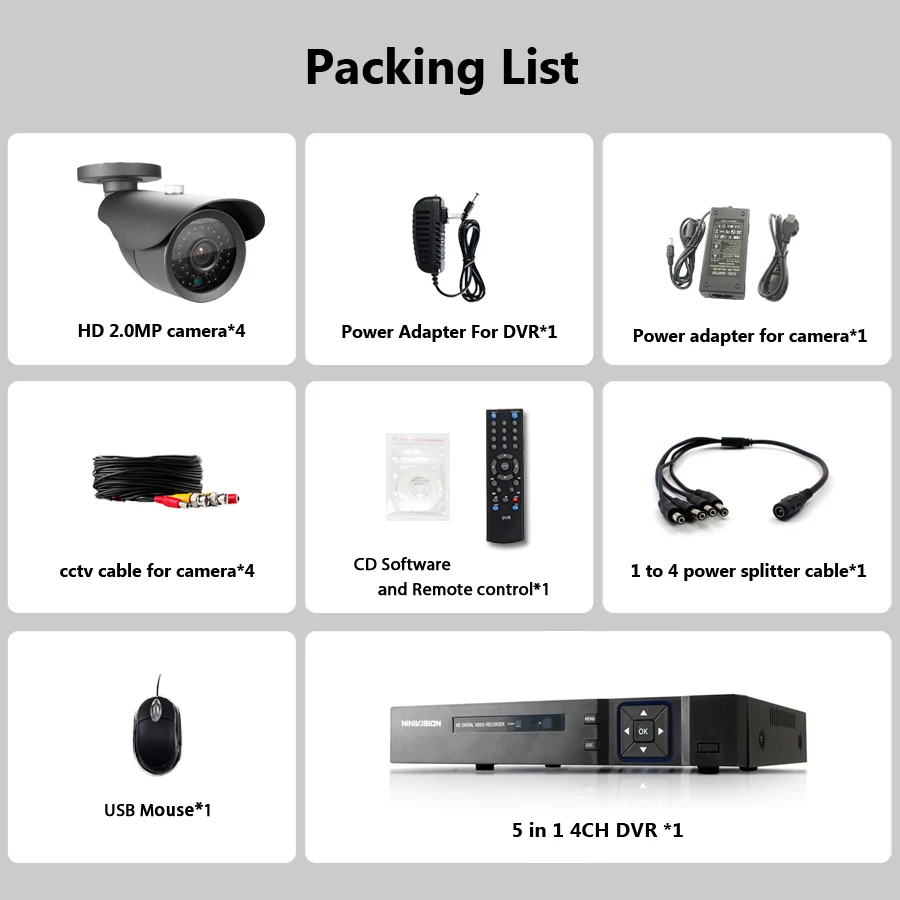 Система видеонаблюдения 4 канала 1080P AHD DVR|cctv system|ahd dvr kitdvr kit |