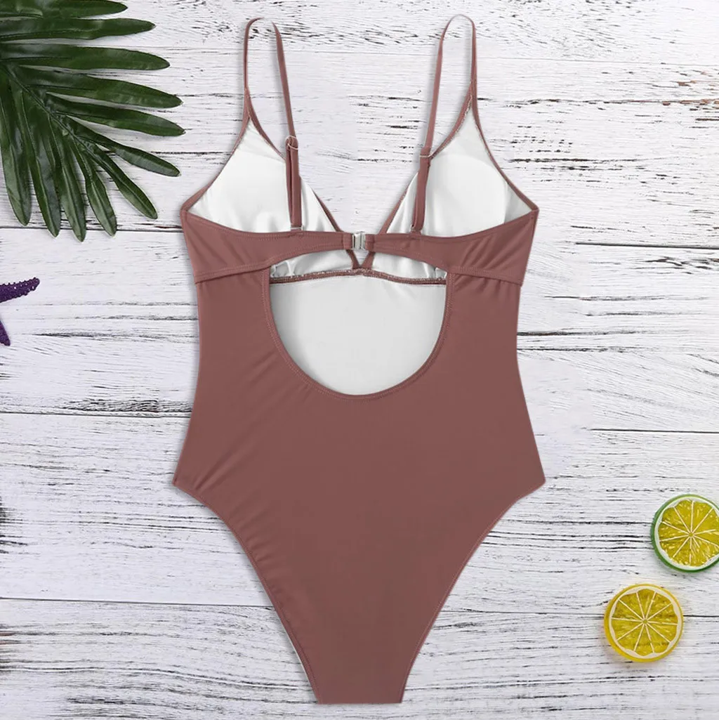 Женский пуш ап пляжный купальный однотонный розовый маленькое бикини на