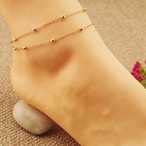 Модный сексуальный двухслойный браслет цепочка на лодыжке щиколотке ручная бусы