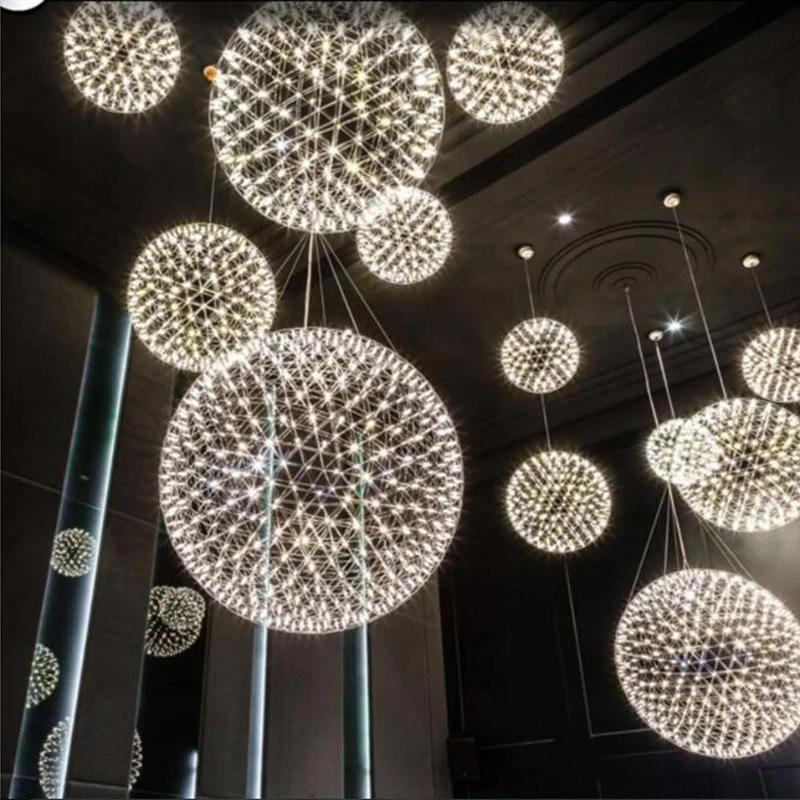 Modern Firework Chandelier Loft Large Ball Hotel Hall Pendant LED Lighting Fixture Hanging Lamps Hanglamp Living Room Luminaire | Освещение