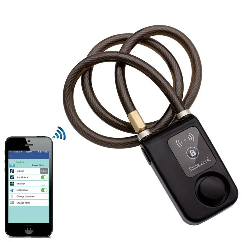 Smart Bike Lock Phone APP Control Bluetooth Unlock Waterproof 110dB Alarm Bicycle Outdoor Anti Theft | Безопасность и защита