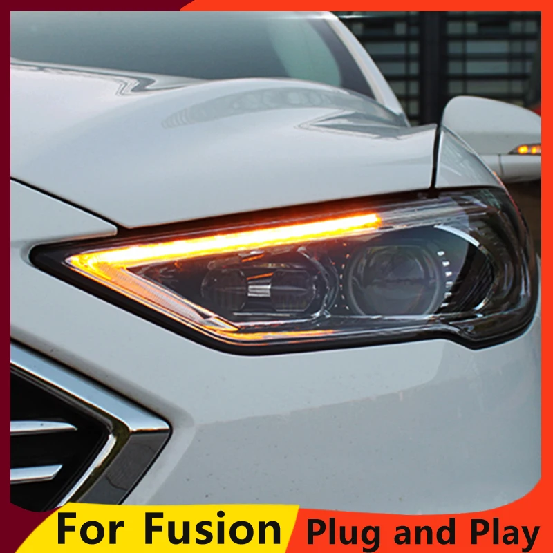 

KOWELL Car Styling For Ford Mondeo 2017 Headlights Mondeo LED Headlight DRL Hid Bi Xenon Beam Lens Flash Straight Yellow Turning