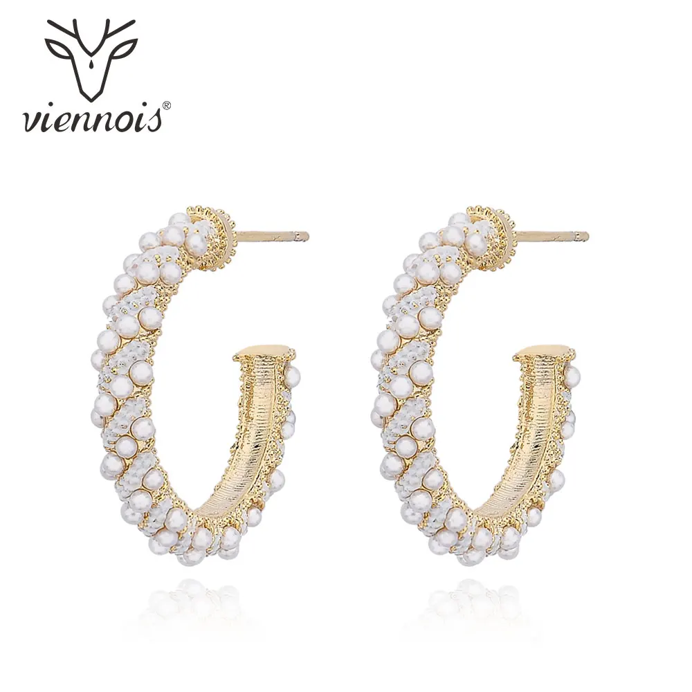Viennois легкие золотистые серьги-кольца для женщин круглый искусственный жемчуг