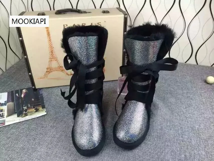 

Free shipping, Australia's top cantaloupe 100% fur snow boots, warm and good, thick fur. Goddess choice.2019