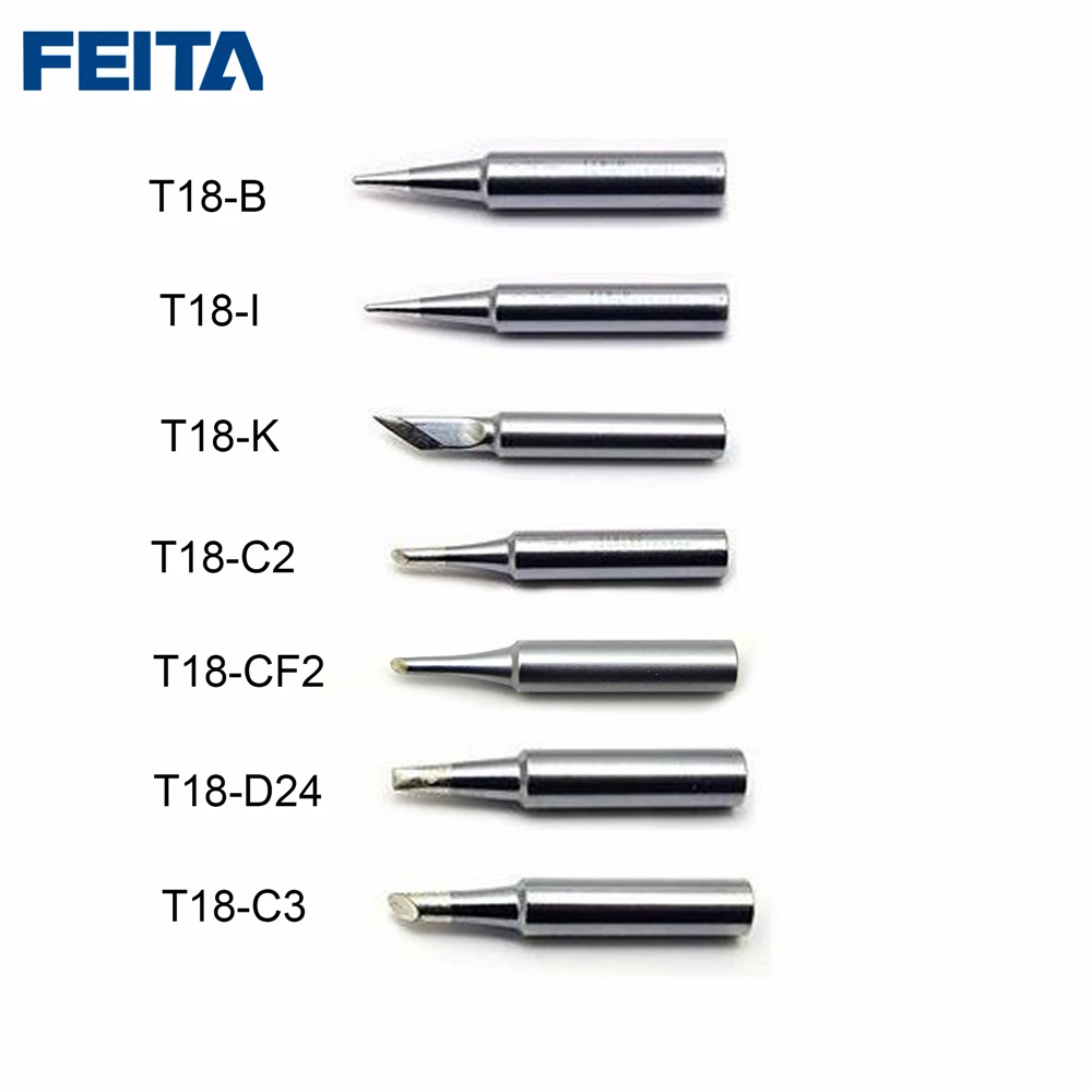 

FEITA 10pcs/lot T18-B/I/2C/2CF/D24/K Solder iron tip for FX888/888D Welding Bits Electric Solder Station DIY Phone Tools