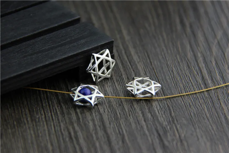 2 шт. 100% S925 серебро Цвет DIY аксессуары ручной работы из бисера браслет шесть звезда