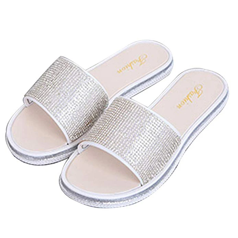 Женские сандалии Новинка лета 2019 модные блестящие с открытым носком женские без