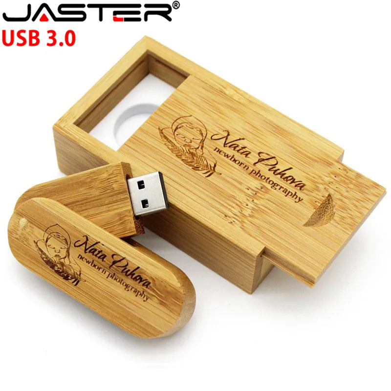 JASTER USB 3 0 Логотип Настраиваемый вращающийся деревянный usb + коробка флеш