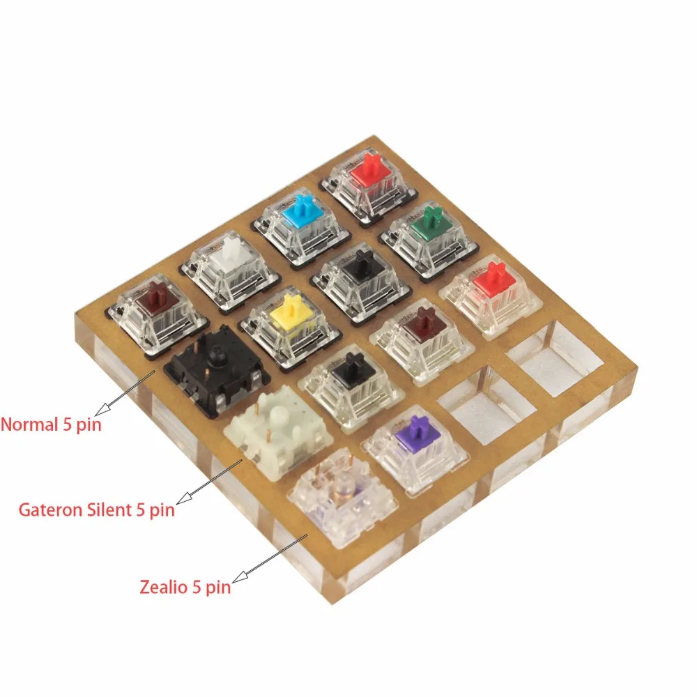 10 шт \ Лот 5 pin Gateron бесшумные переключатели черный красный коричневый совместимые переключатели Cherry MX