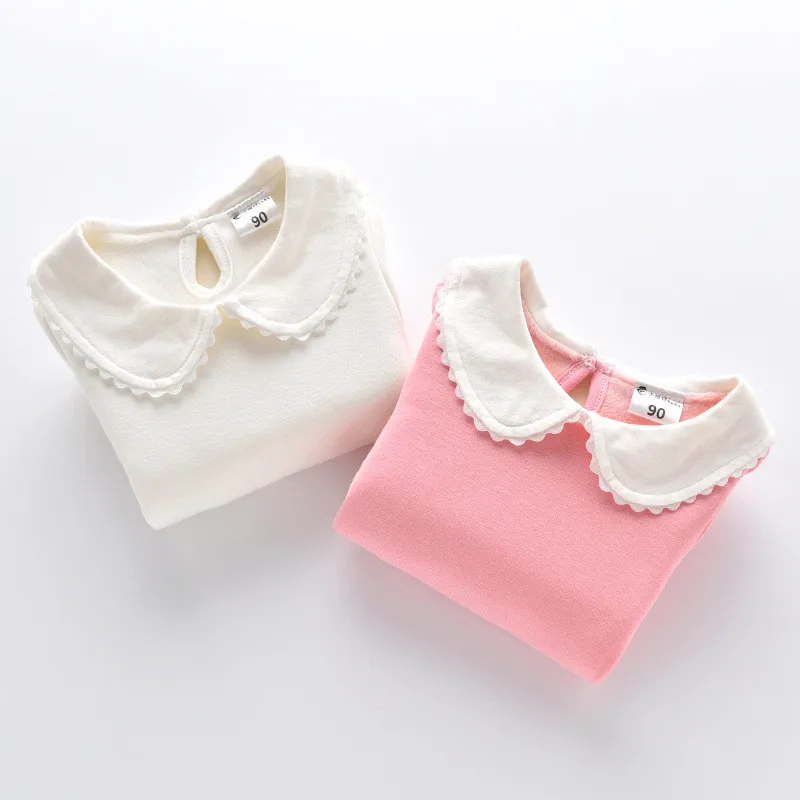 Весна-Осень 2018 детская одежда однотонные милые детские футболки с длинным