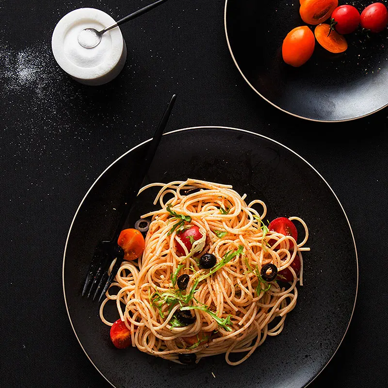 Керамические тарелки и 10 дюймов черная пигментированная фарфоровая круглая