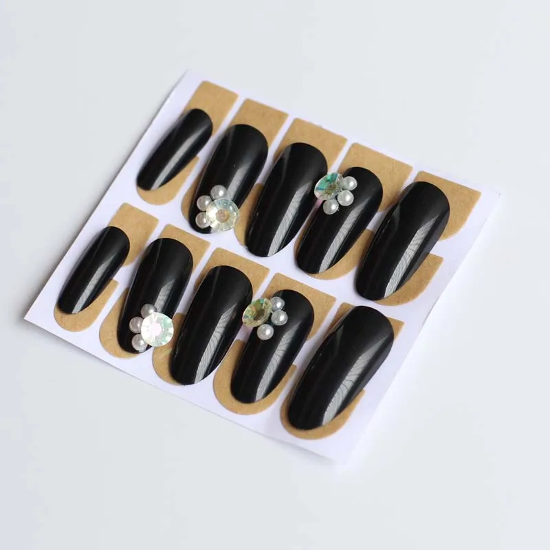 Hot new design beautiful delicate long oval Hand made candy fake nails Wild black W39 | Красота и здоровье