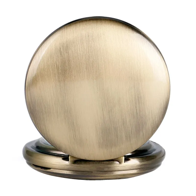 Stylish Copper Pocket Watch Automatic Mechanical  Smooth Face FOB Watches Noctilucent Roman Numerals Bronze Analog Gift Items