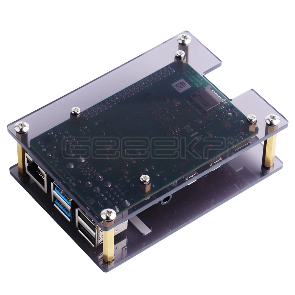 Прозрачный/темно-коричневый акриловый чехол GeeekPi для Raspberry Pi 4 Модель B, чехол с охлаждающим вентилятором для платы Raspberry Pi 4B/3B+/3B/2B