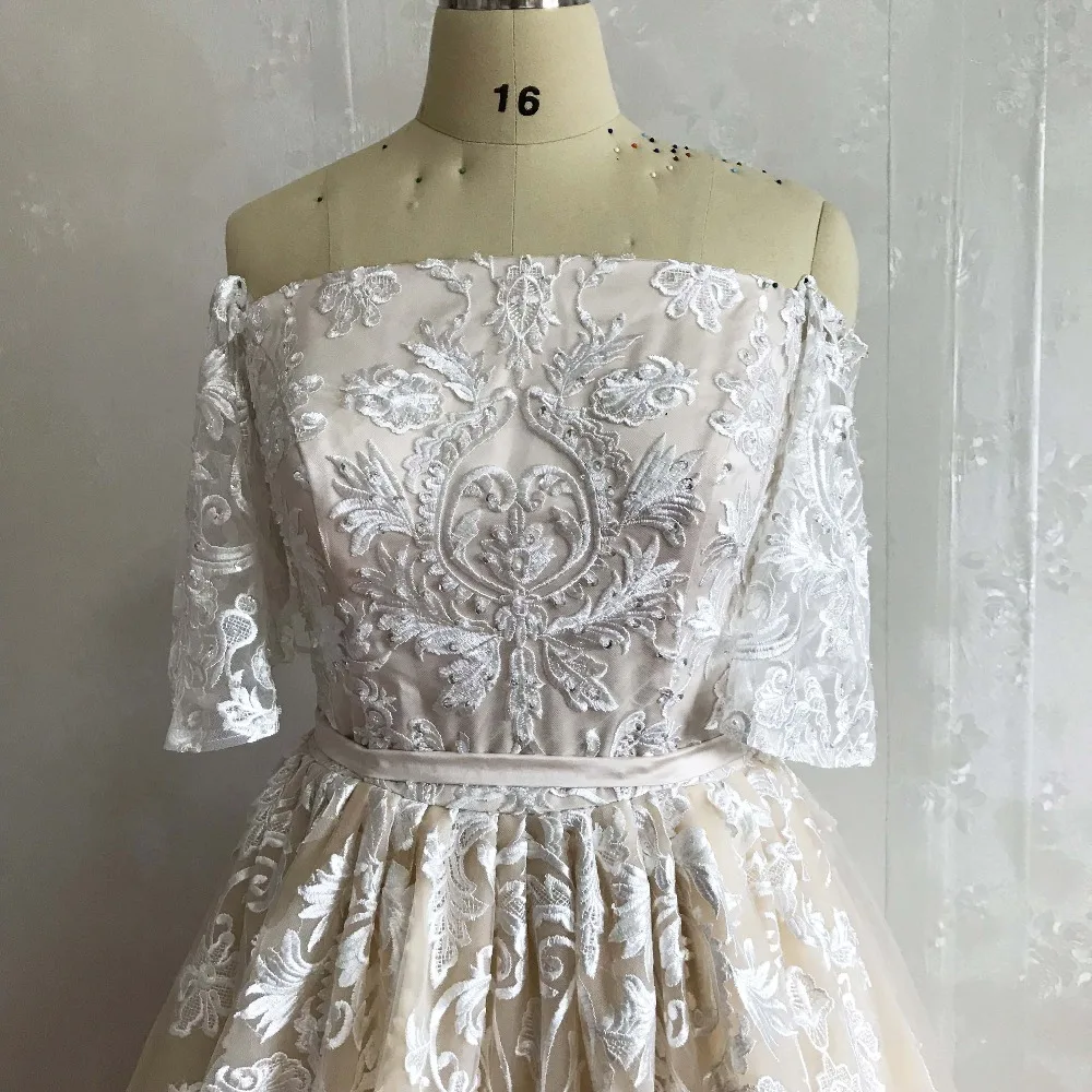 YSF Robe De Mariee простые но элегантные платья до пола с вырезом лодочкой и аппликацией