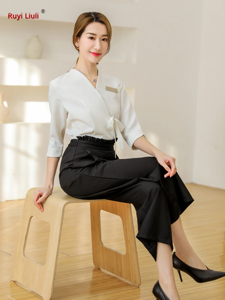 Cosmetologist working clothes women 2019 new suit high-grade semi-permanent skin management salon professional dress | Тематическая