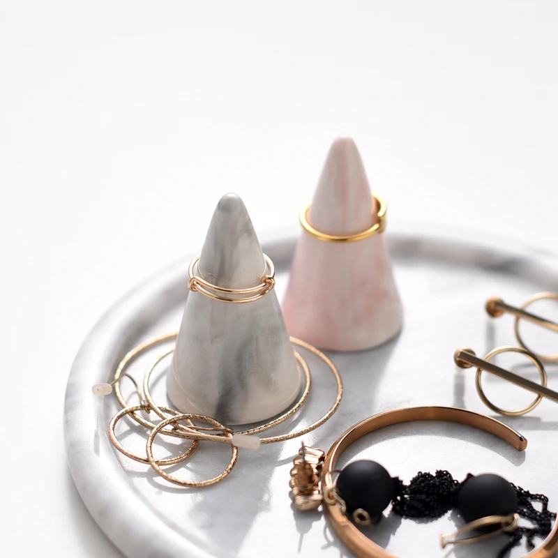 Nordic style ins Marbled Ceramic Ring Frame Jewelry Storage Rack | Дом и сад