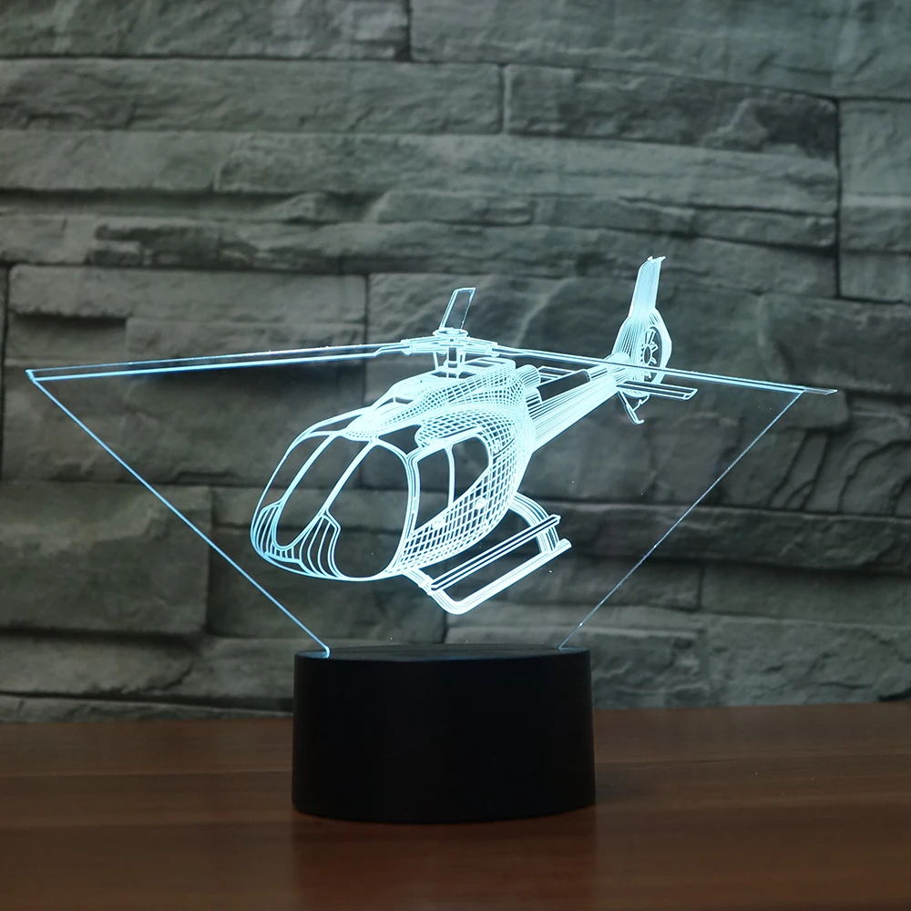 Супер крутые вертолеты 7 меняющихся цветов 3d иллюзия ночник | Лампы и освещение