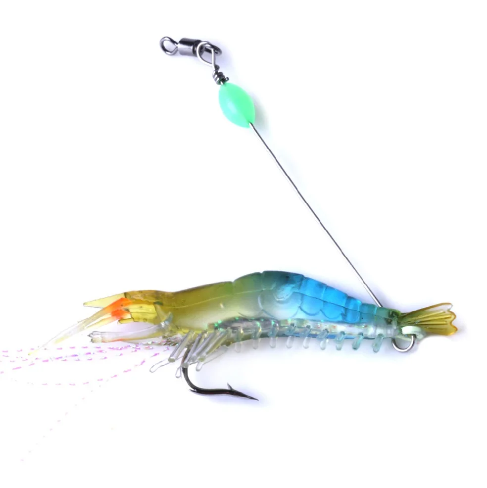 6Pcs/lot Soft Shrimp Fishing Lures With Glow Hook Luminous Bait 8cm 5.3g Fly Lead Carp Pesca Tackle | Спорт и развлечения