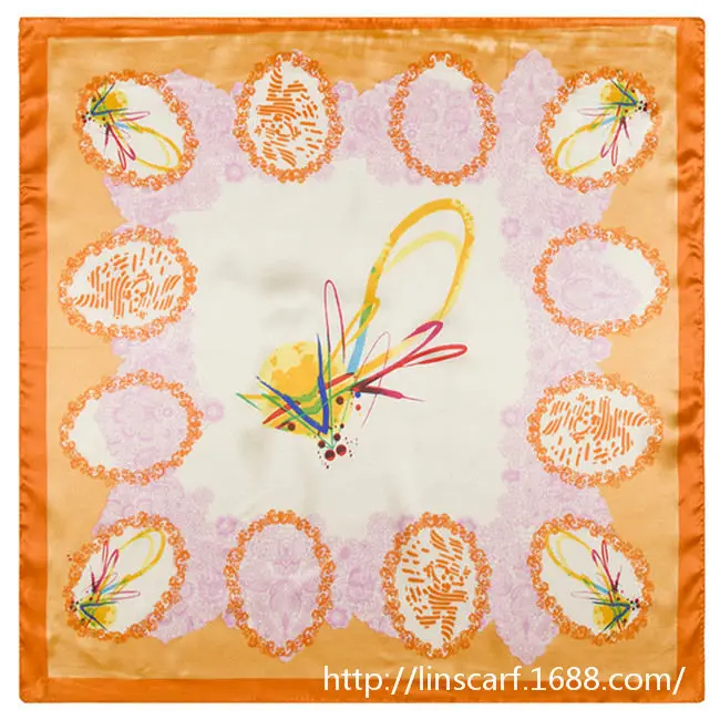 

60cm*60cm Women 2017 New Fashion Imitated Silk Hand Paint Printed Circle Office Lady Square Scarf Hot Sale