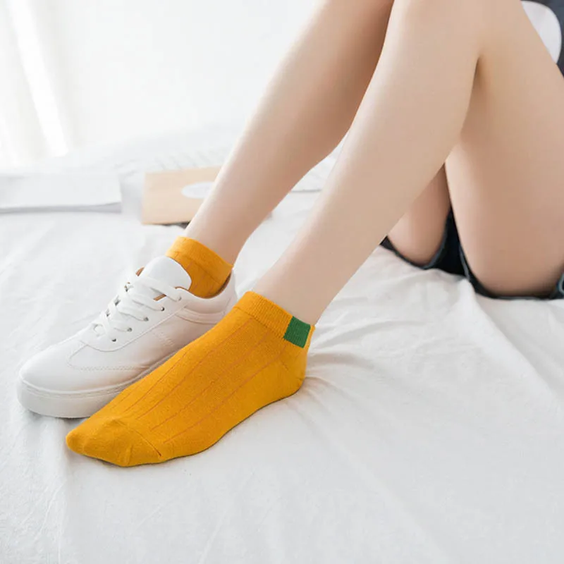 PEONFLY Solid Color Woman Boat Korean Candy Colour-purity Cotton funny Socks &ampamp hosiery women Wholesale | Женская одежда