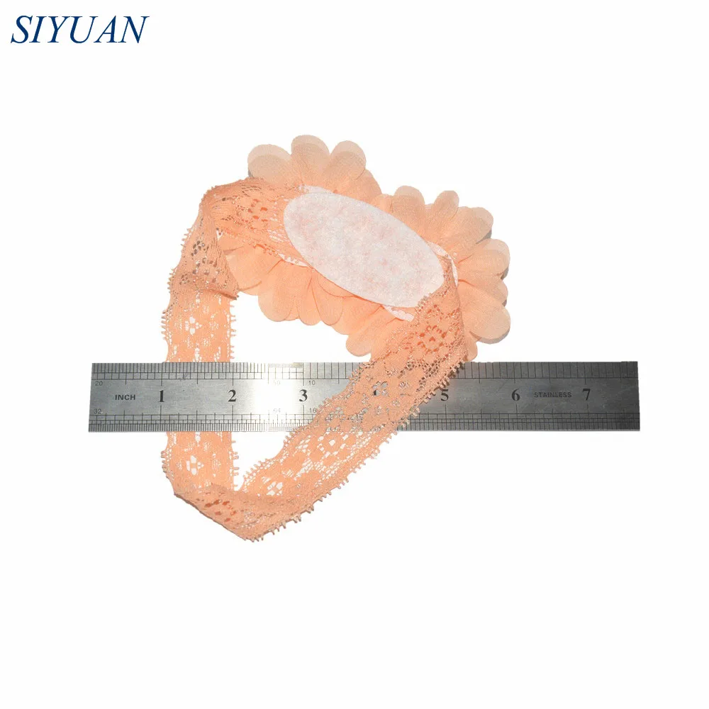 25 шт./лот эластичная кружевная лента для волос с двойными шифоновыми цветами