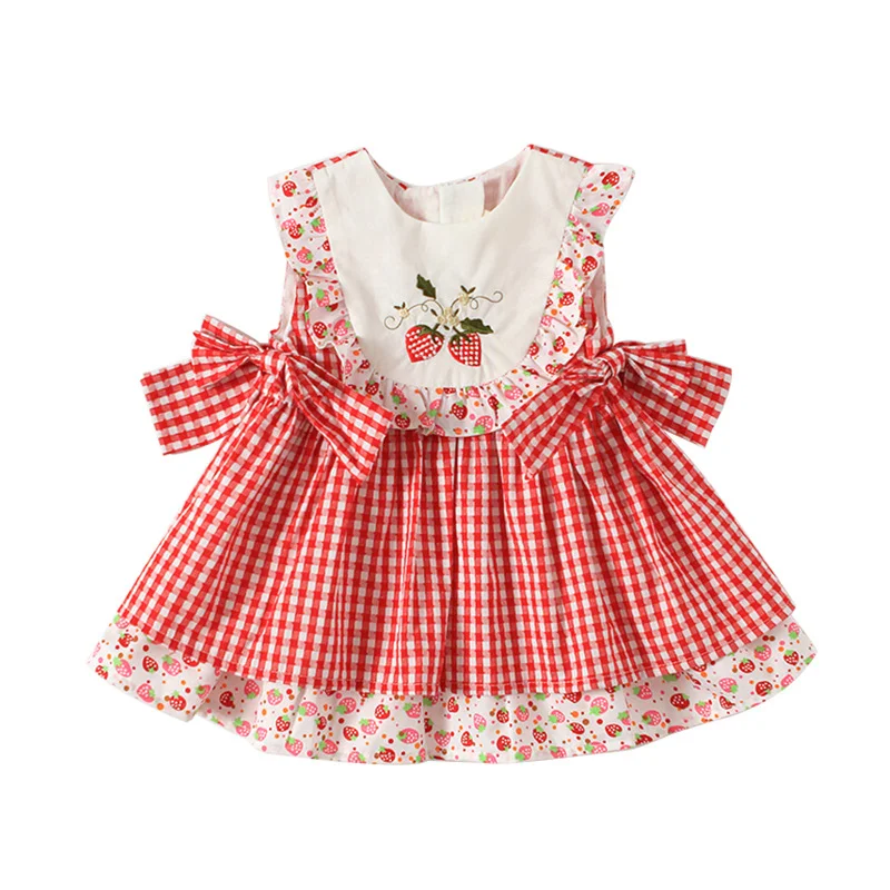2019 Baby Girl Dress Cute Cherry Embroidery Princess Children Summer Spanish Clothing Newborn Cotton Ball Gowns | Детская одежда и