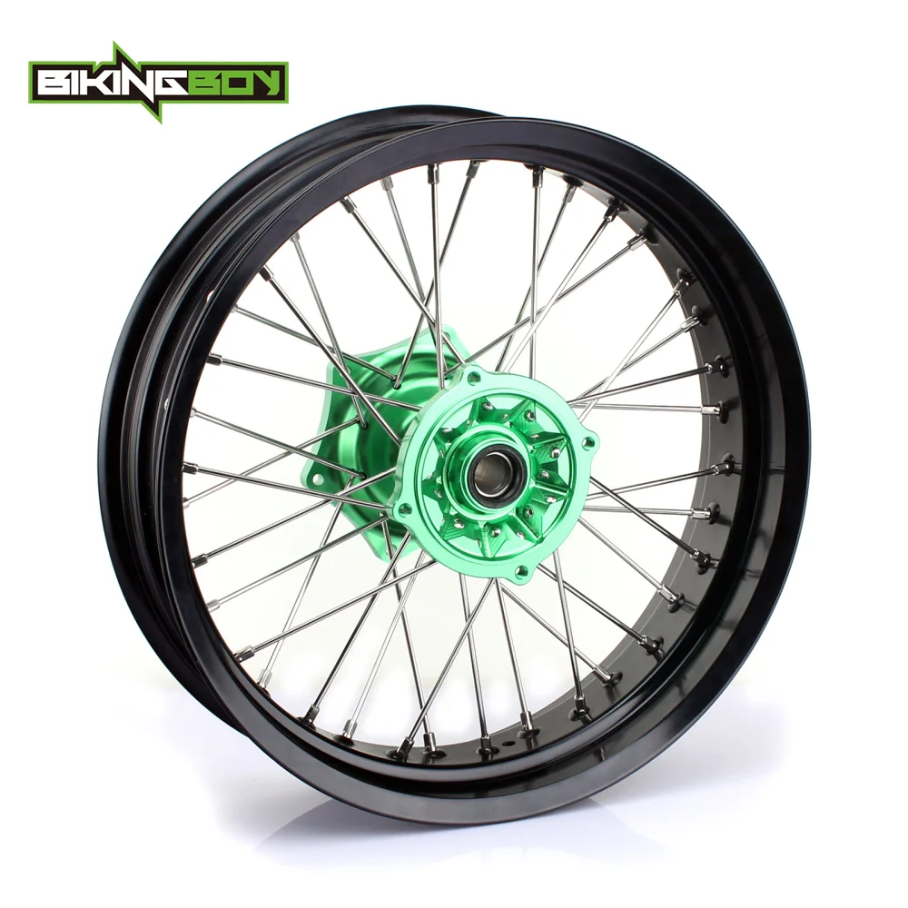 Полный комплект переднего и заднего колеса BIKINGBOY 17 дюймов Supermoto Hub для KAWASAKI KX 125 250