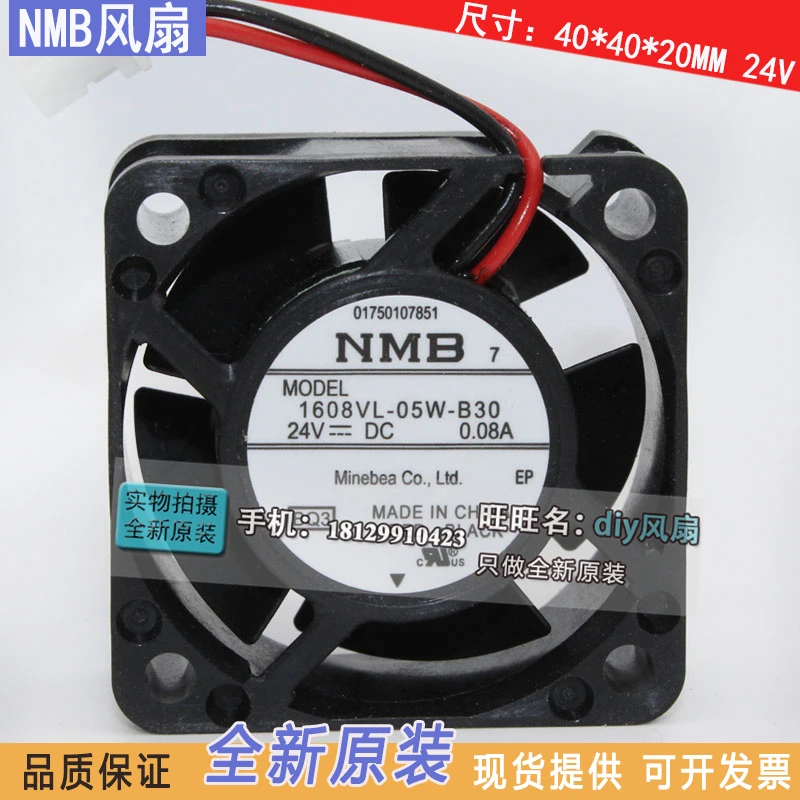 

NEW NMB-MAT Minebea 1608VL-05W-B30 4020 24V Double Ball bearing 4CM cooling fan