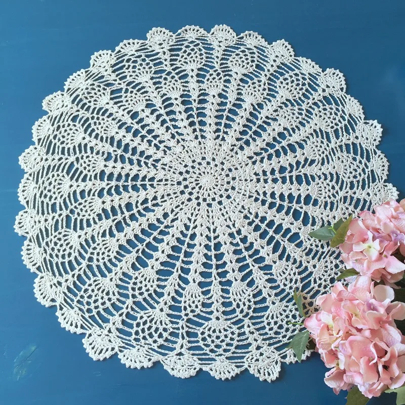 Круглая винтажная скатерть для вязания крючком кружевная круглая ручной работы