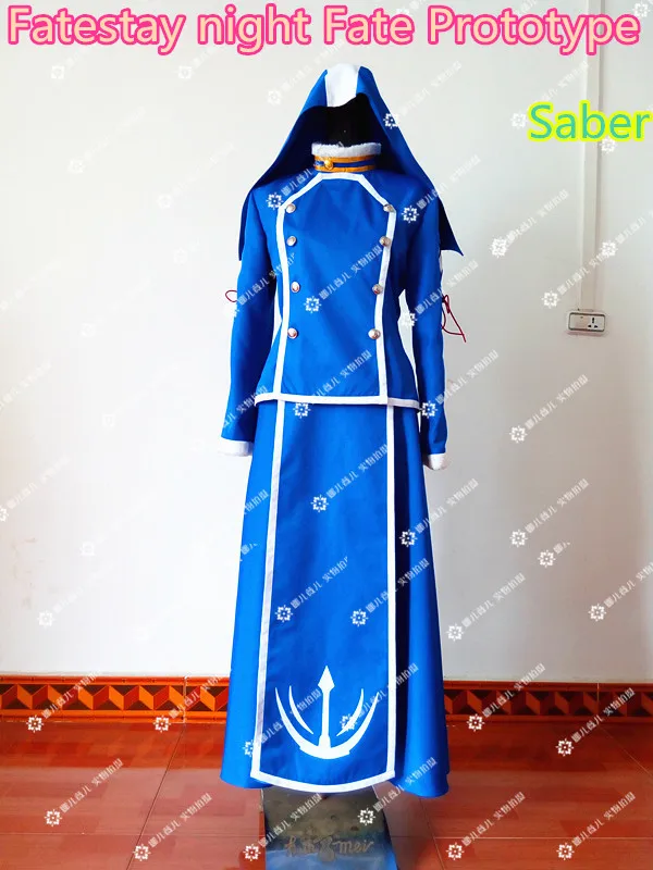 Аниме! Fate Stay night Prototype Saber униформа косплей костюм синий Royalblue для женщин/мужчин на