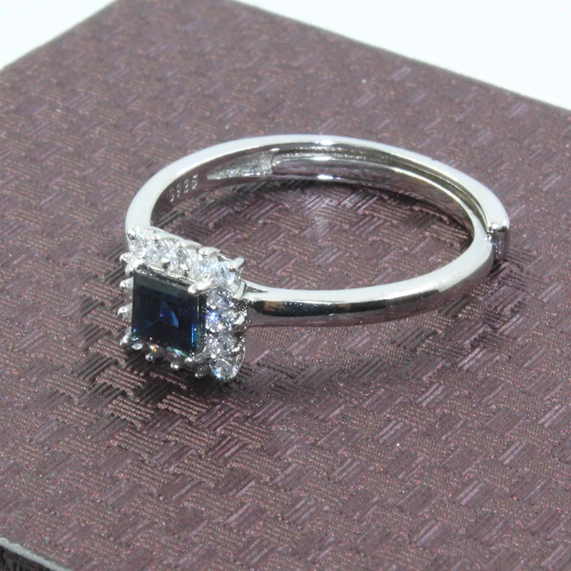 CoLife Jewelry Natural Sapphire Ring for Engagement 4mm Princess Square Cut Silver 925 | Украшения и аксессуары