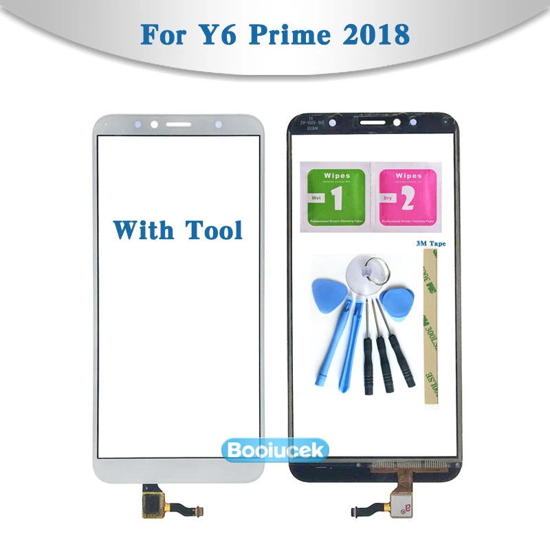 Сенсорный экран 5 7 дюйма для Huawei Y6 Prime 2018 внешняя стеклянная панель объектива |