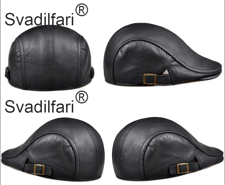 Svadilfari Women's Men's Genuine Leather Newsboy Hat Cap Gatsby Flat Golf Cabbie Baker Beret Retro Brand New Men's Baseball Cap