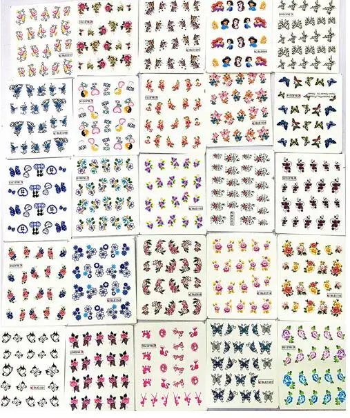 50 Листы смешанный дизайн переводные наклейки для ногтевого дизайна водяные