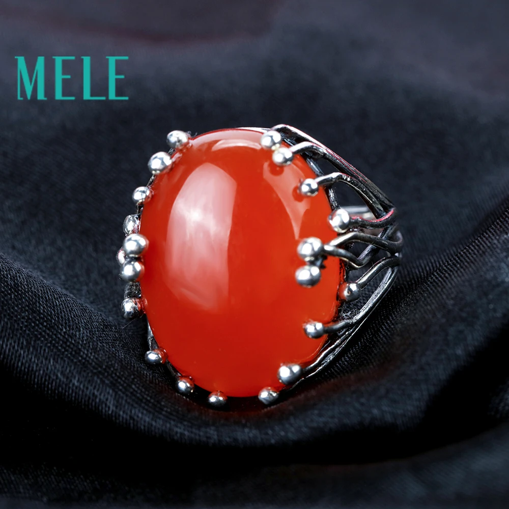 Natural south red agate rings for women and man 15X20mm big oval cut 925 sterling silver gemstone fine jewelry Festival gifts | Украшения и